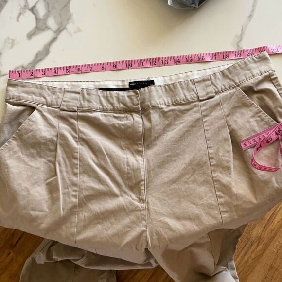 ASOS Design Curve Womens Pleated Front Cotton Blended Wide Leg Stone Pants Sz 18 - Picture 12 of 14